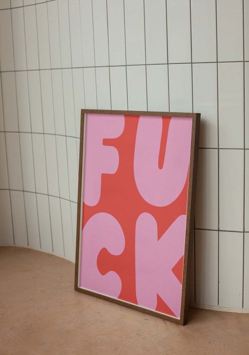F*ck Wall Art, Funny Wall Print, Pastel Pink Poster, Digital Download Prints, Large Printable Art, Downloadable prints, Preppy Wall Art image 2