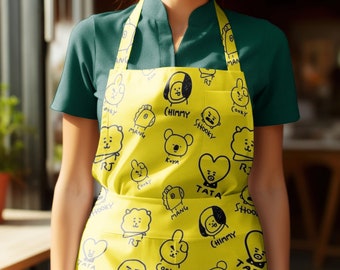BTS Kitchen Apron - BT21, Jin, Suga, J-Hope, RM, Jimin, V, Jungkook - Custom Cooking Gear for ARMY, Bts Merch, Bt21 Collections