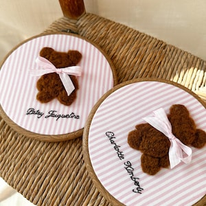 Needle Felted Bear Hoop | Birth Announcement Prop | Name Announcement | Keepsake Gift for Baby | Nursery Decor.