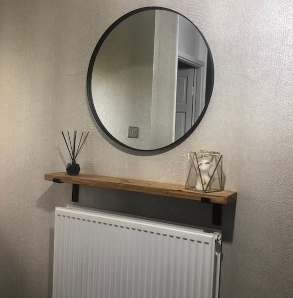 Handmade Rustic Reclaimed Solid Pine Timber Radiator Shelf With