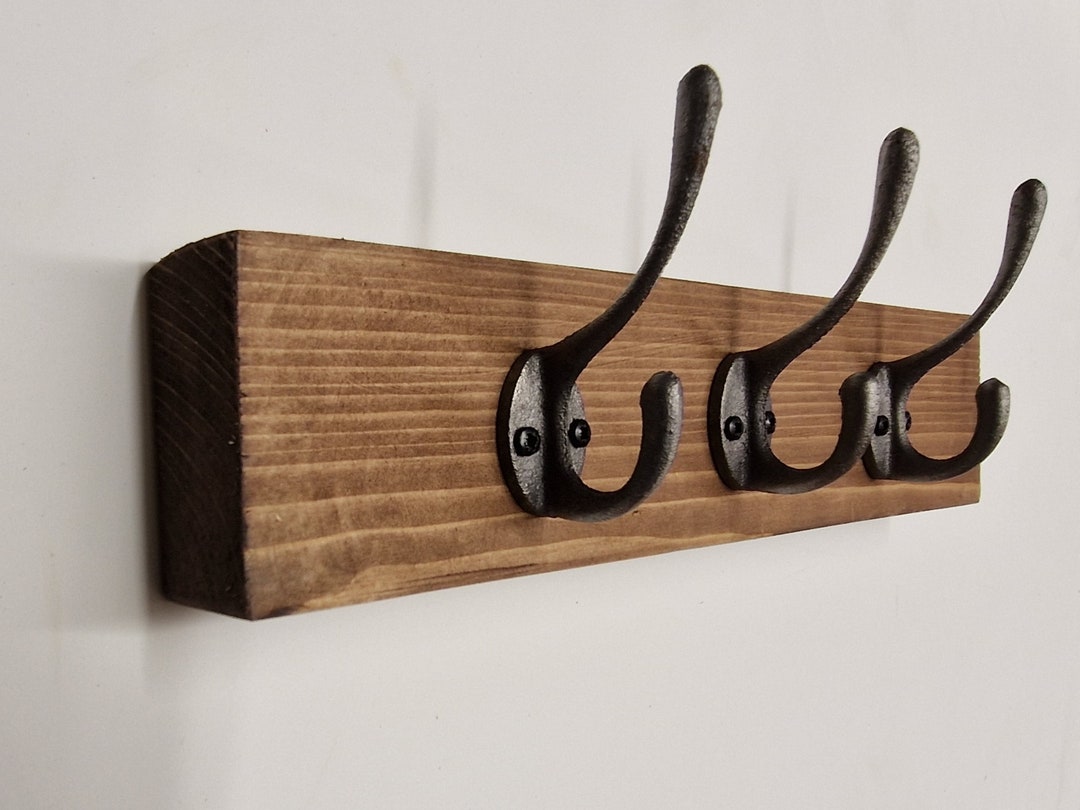 Chunky Reclaimed Wooden Coat Rack Vintage Reclaimed Handmade Etsy UK