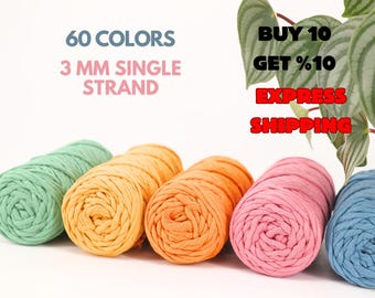 3mm Macrame Cord, 100% Cotton Single Strand