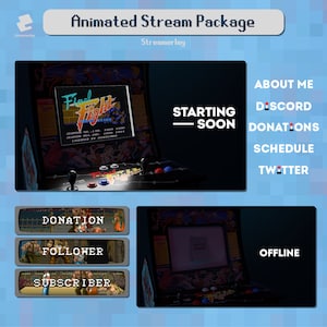 Animated Retro Arcade Complete Stream Overlay Package | Twitch Bundle | Cozy | Aesthetic | Old School | Nostalgic |
