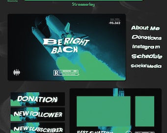 Futuristic Space Complete Stream Overlay Package | Twitch Bundle | Static | Bold Y2K Aesthetic | Rave | Retro Futurist