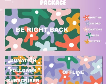 Animated Cute Flowers Complete Stream Overlay Package | Twitch Bundle | Aesthetic | Colorful | Affordable | Garden |