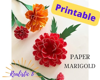 Utskrivbar pappersringblomma, PDF-utskrivbara blommor, bröllopsbukett av papper, vårblomma av papper, pappersringblommor, gör-det-själv-pappersringblomma, mors dag