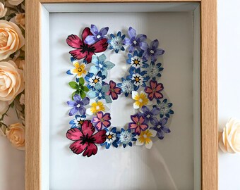 DIY 2D pappersblommig initialmall i PDF-format för barnrum, babyshower, spjälsäng, bruddusch, förlovningsfest, mors dag, alla hjärtans dag