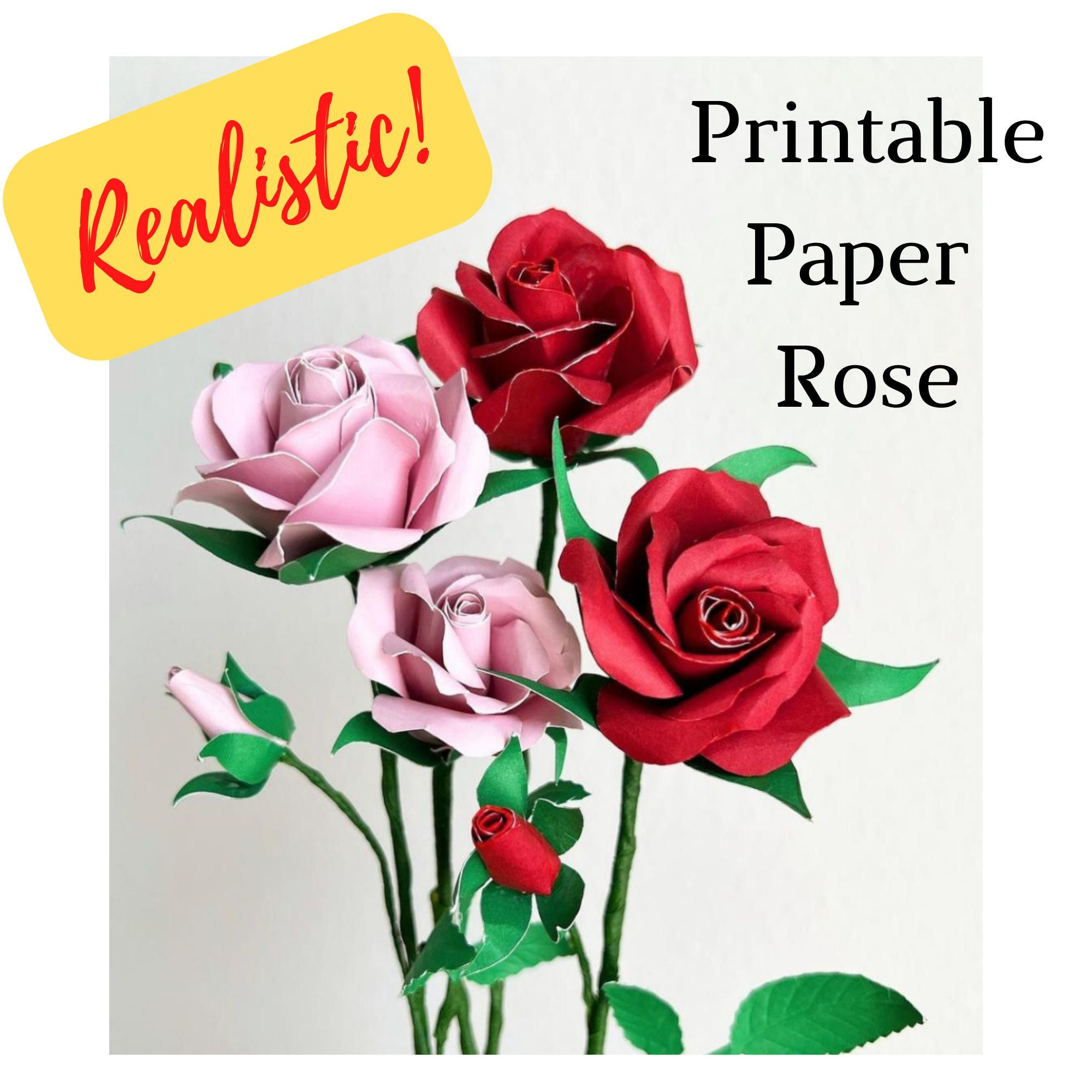 Paper Rose Template, Printable Rose Template, Paper Flower Template ...