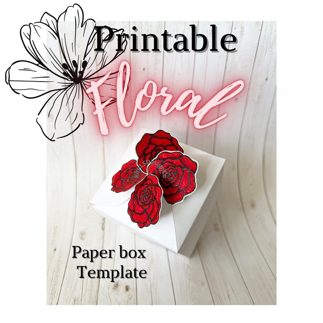 Rose Paper Box Printable Paper Gift Box Foldable Box Gift - Etsy