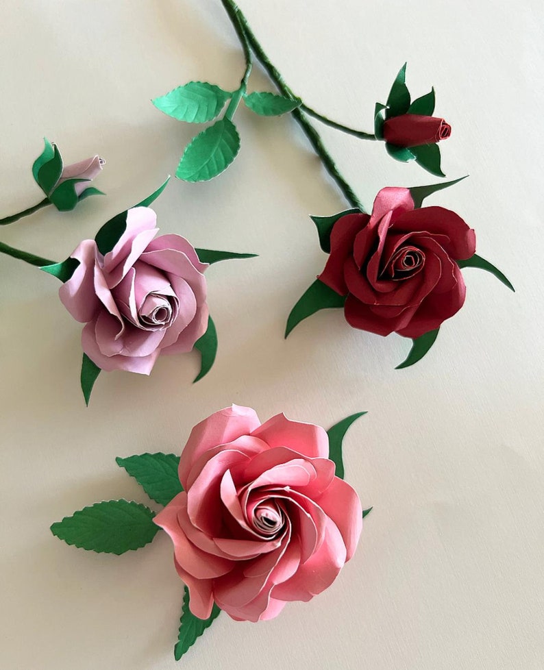 Paper Rose Template Printable Rose Template Paper Flower Etsy UK