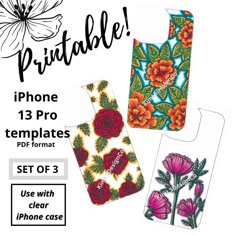 Printable iPhone 13 Sublimation, iPhone Case, Floral iPhone Case
