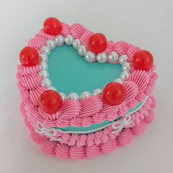 Personalized cake jewellery box with resin cherries