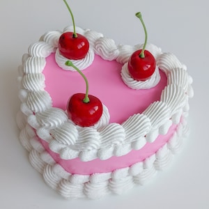 Joyero con forma de tarta de cerezas, caja de maquillaje con espejo