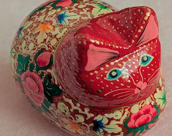 Caja de baratijas de gato pintada a mano