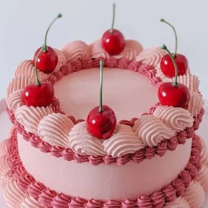 Cherry Fake Cake Sculpture, Round Fake Cake