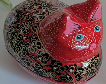 Caja de baratijas vintage con forma de gato