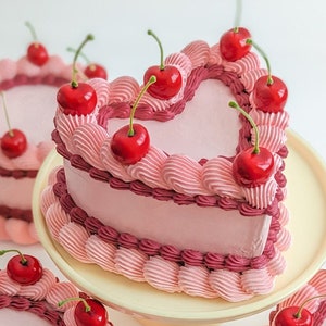 Cherry Fake Cake Sculpture, Heart Fake Cake