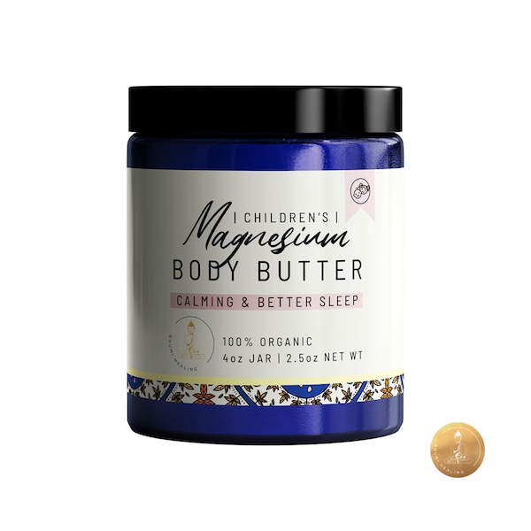 Children's Magnesium Whipped Body Butter 100% Organic 4 oz jar | Makhan Body Butter Base | Magnesium Chloride | No Essential Oils