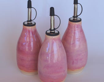 Ceramic oil pourer, pink oil bottle, vinegar cruet