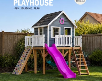 Playhouse Plans for Kids, Backyard Deck Treehouse Plan, Do It Yourself with Digital downloads