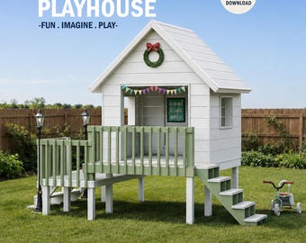 Playhouse Build Plans for Kids, Playhouse Plan with 2 deck , Do It Yourself with Digital downloads