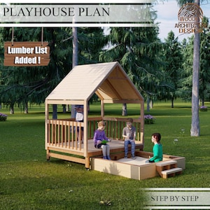 Playhouse on wheels Build Plans for Kids, Openable and closed systemPlayhouse and Sandbox Plan , Do It Yourself with Digital downloads