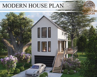 Modern House Plan, 3 Storey Scandinavian style house project, 2 Bedroom 2 Bathroom House plan, 2325 sq. ft