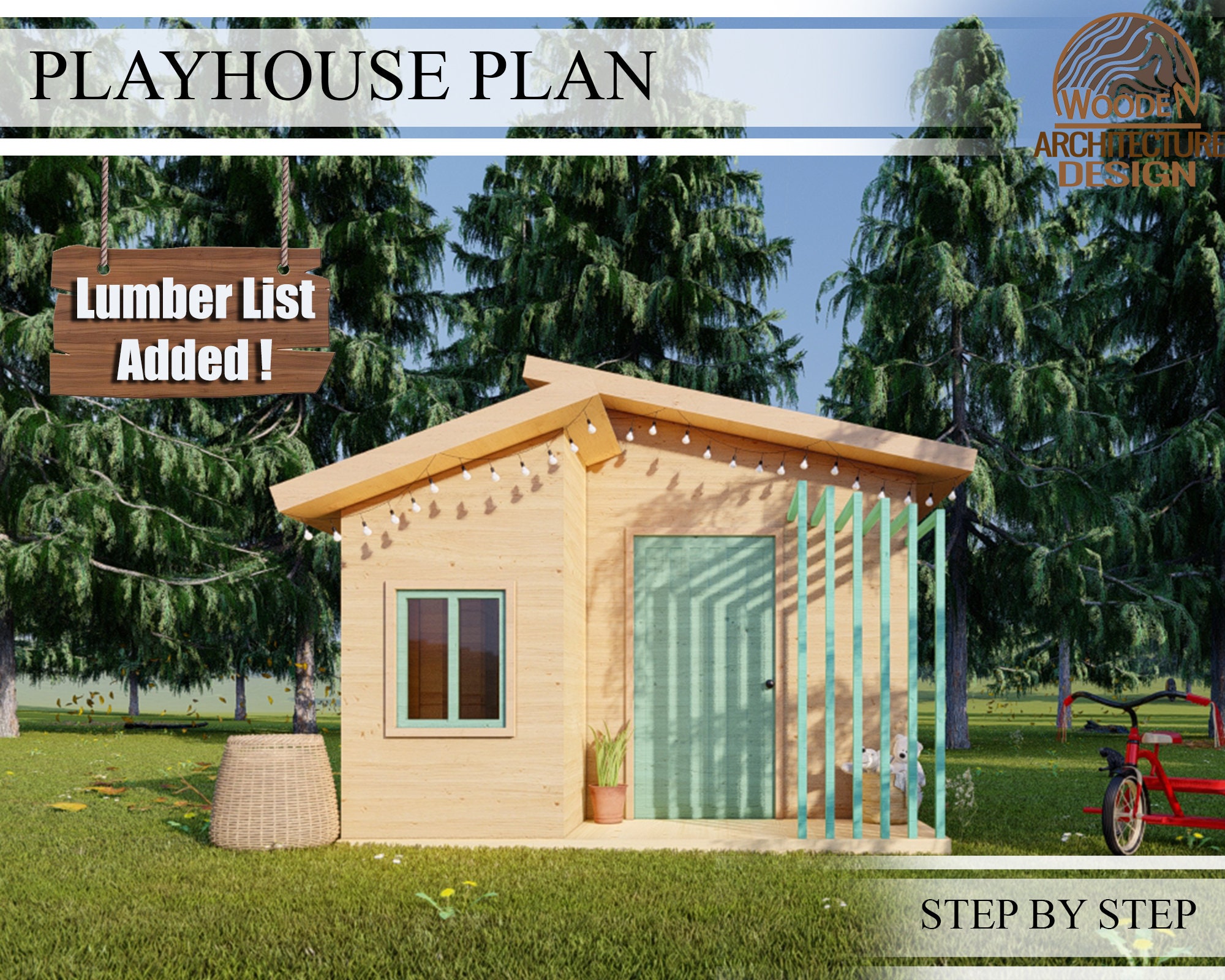 Playhouse Build Plans for Garden Modern Wooden Playhouse Etsy