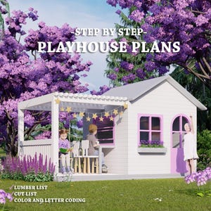 Cottage Playhouse Plans | Playground with pergola | Digital Download | Do It Yourself with Instant downloads - PDF