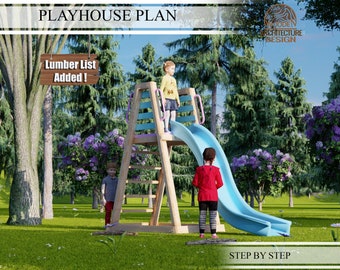 Playhouse Build Plans for Toodler, Slide with Little deck,  Do It Yourself with Digital downloads