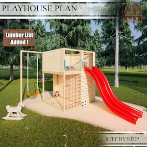 Playhouse Plans | Playground with swing and slide | Digital Download | Do It Yourself with Instant downloads - PDF