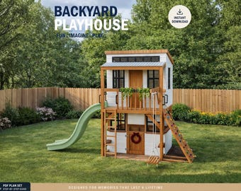 Playhouse Plans | Playground with swing and slide | Digital Download | Do It Yourself with Instant downloads - PDF