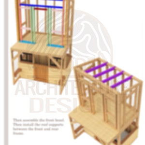 Playhouse Build Plans for Kids, 2-storey Playhouse with climbing wall, slide and swing , Do It Yourself with Digital downloads image 5