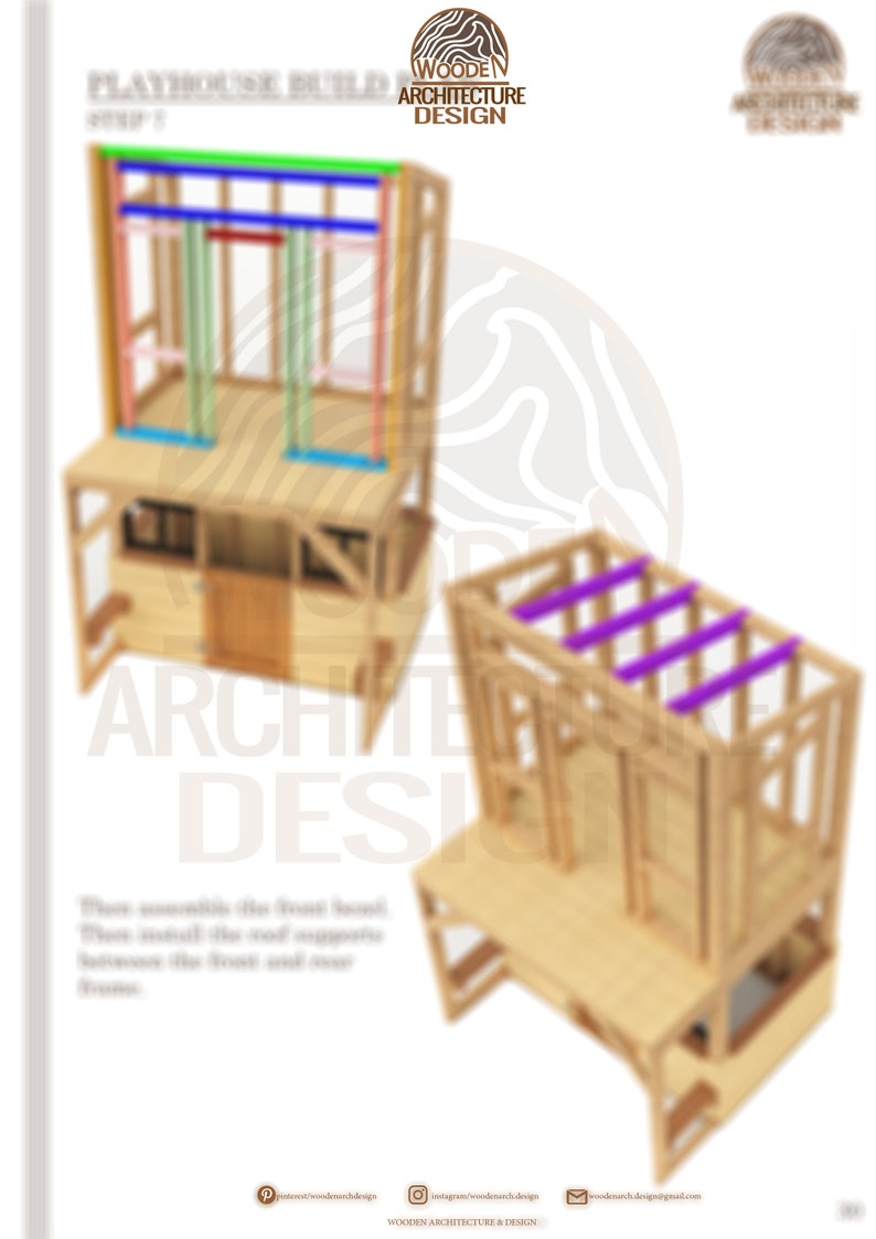 Playhouse Build Plans for Kids, 2-storey Playhouse with climbing wall, slide and swing , Do It Yourself with Digital downloads image 5