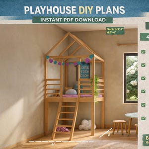 子ども向けプレイハウスの組み立てプラン、屋内プレイハウスプロジェクト、デジタルダウンロードでDIY