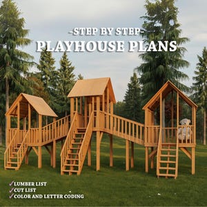 Playhouse Plans | Playground with 3 Deck | Digital Download | Do It Yourself with Instant downloads - PDF