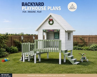 Playhouse Build Plans for Kids, Playhouse Plan with 2 deck , Do It Yourself with Digital downloads