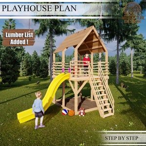 Playhouse Build Plans for Kids, Playhouse Plan with slide,Do It Yourself with Digital downloads