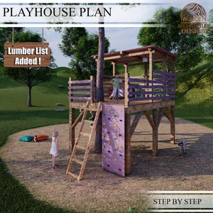 Playhouse Plans for Kids, Big Wooden Treehouse Plan, Do It Yourself with Digital downloads