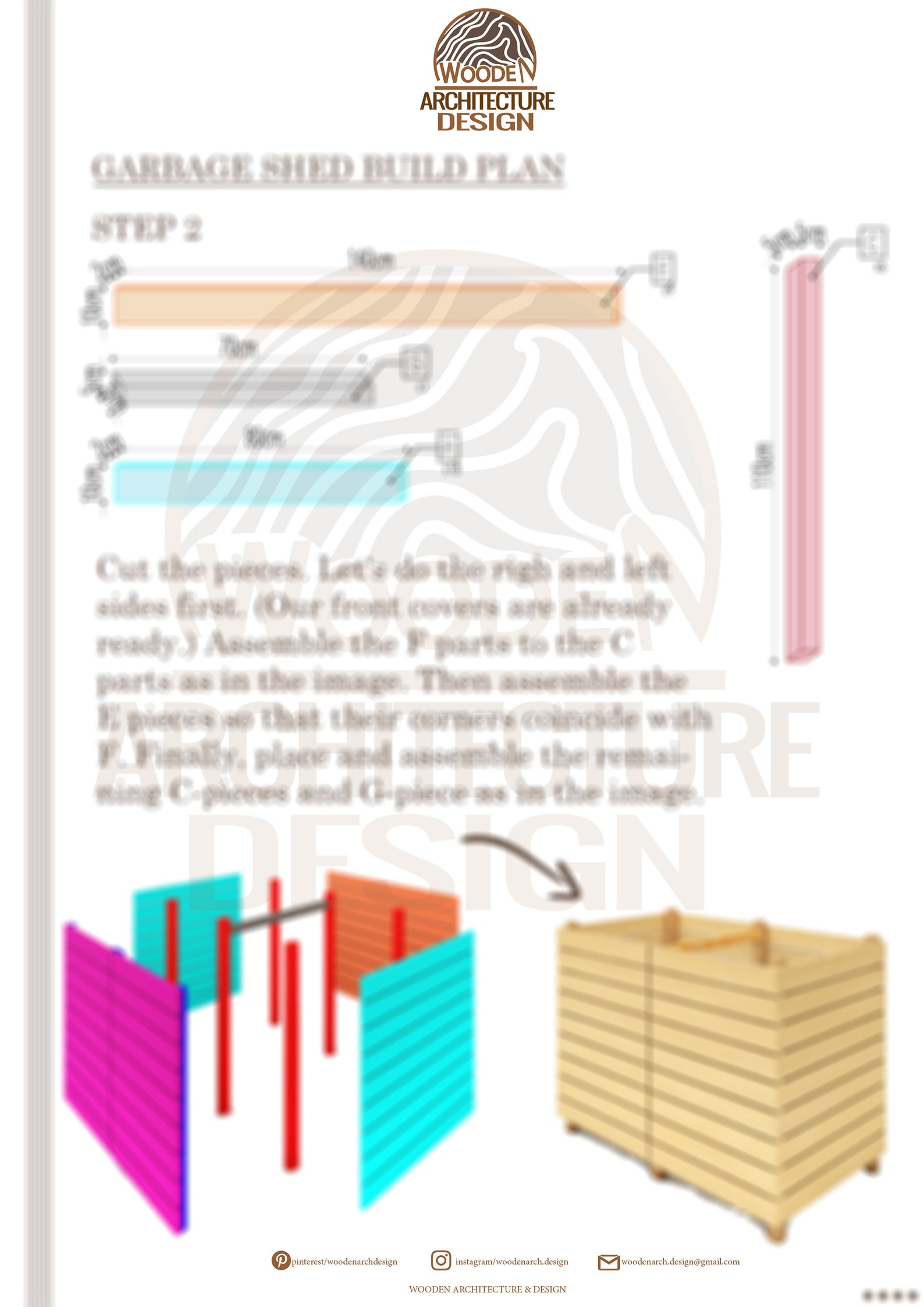 Garbage Shed Plans Architecture Wooden Storage Plan Do It Etsy