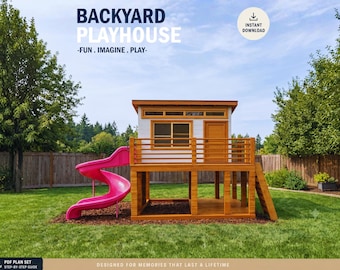Playhouse Plans for Kids, Wooden Garden house Plan Step by Step, Do it Yourself with the Digital Downloading Files