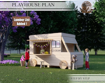 Ice Cream Truck Playhouse Build Plans for Kids, Playhouse Plan, Do It Yourself with Digital downloads
