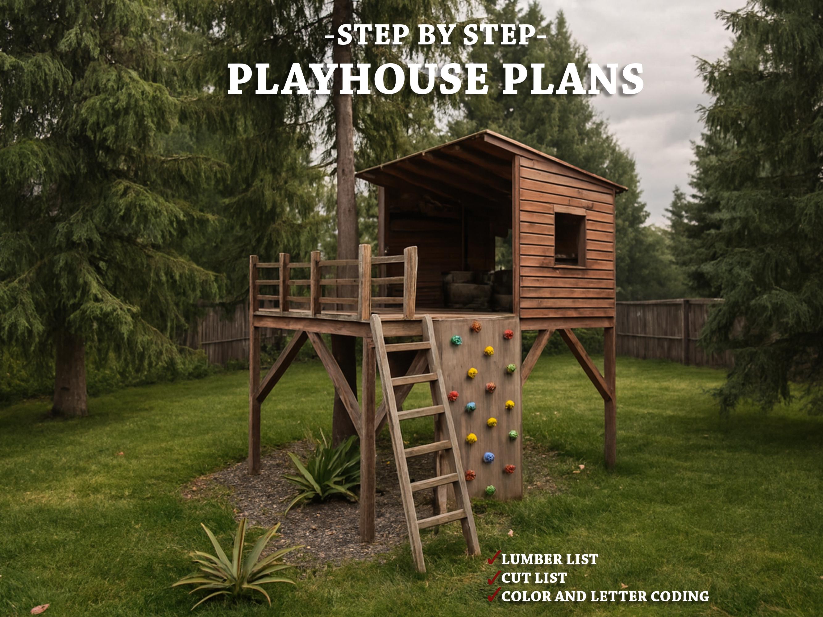 Planos de casas de juegos para niños, plano de casa del árbol de madera  grande, hazlo tú mismo con descargas digitales - Etsy México, image size:2667x2000