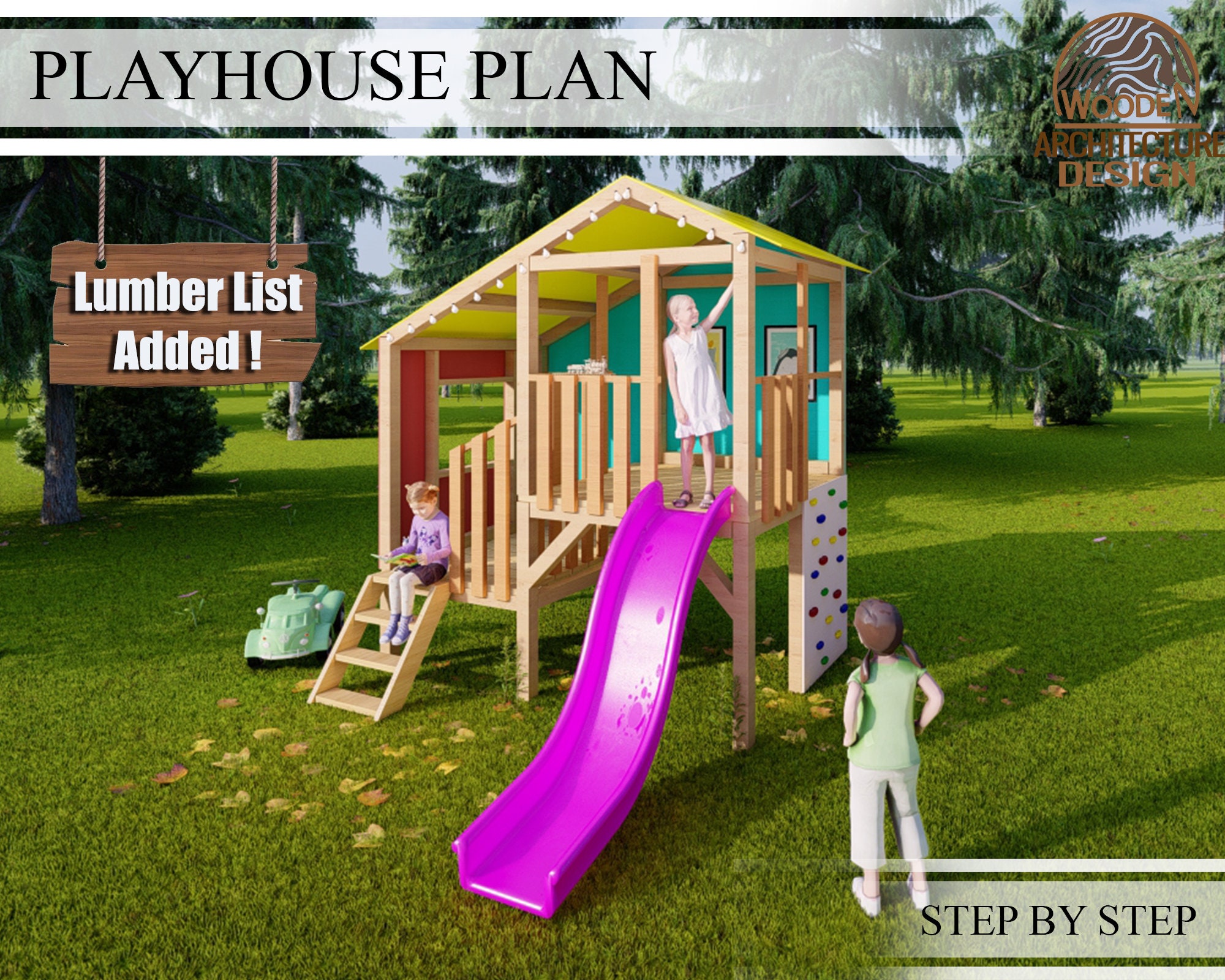 Playhouse Plans for Kids Two Story Playhouse Plan Step by Etsy