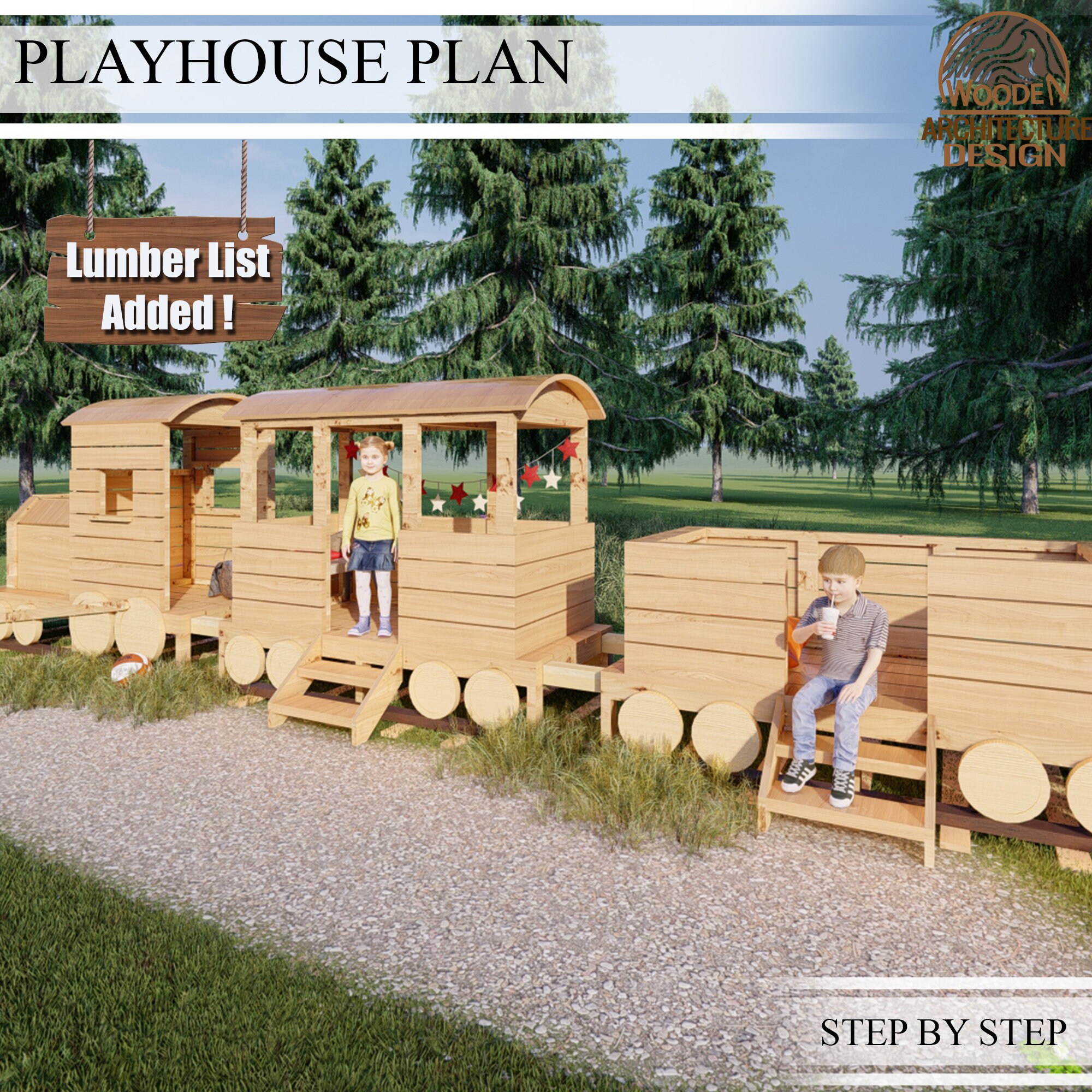 Train Playhouse Build Plans for Kids Wooden Train Playhouse Etsy