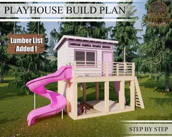 Playhouse Plans for Kids,  Wooden Garden house Plan Step by Step, Do it Yourself with the  Digital Downloading Files