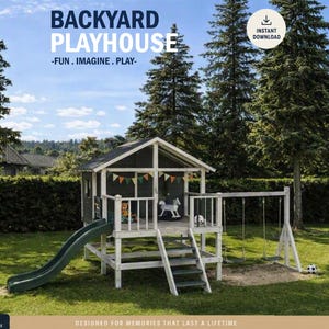 Playhouse Plans | Playground with swing and slide | Digital Download | Do It Yourself with Instant downloads - PDF