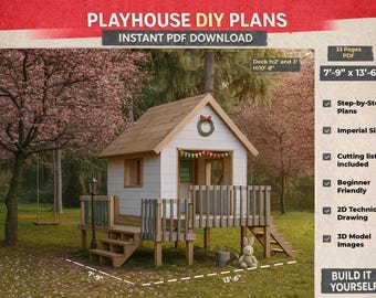Playhouse Plans with Two Decks, DIY Playground (PDF Download)