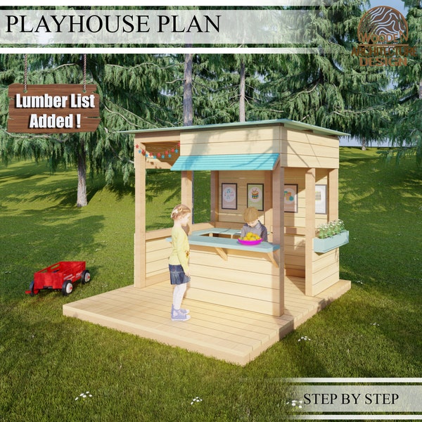 Montessori Playhouse Plans for Kids, Mini Kitchen Playhouse Plan Step by Step, Do it Yourself with the  Digital Downloading Files