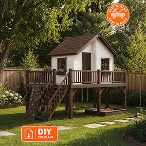 Playhouse Plans for Kids: DIY Wooden Garden House (Digital Download)